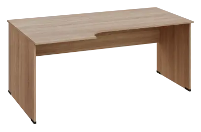 ERL 18 - 186 stůl kancelářský, rohový, levý, dřevěná podnož, deska 18 mm, široký 1800 mm, dub bardolino